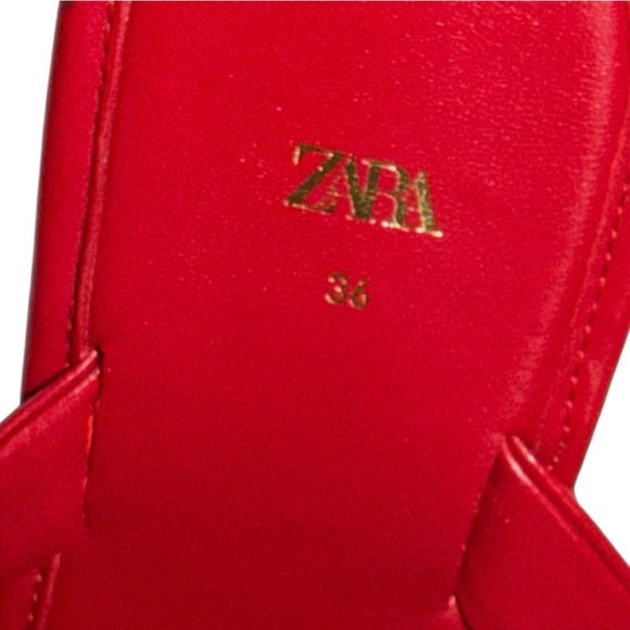 Zara Red Leather Square-Toe Thong Sandals – EU 36 / US 6 BNWOT-Minimalist - Picture 7 of 8